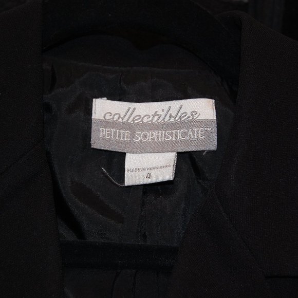 Collectables Petite Sophisticates Lined Women's 3 Button Black Jacket Size 4 - Picture 9 of 13